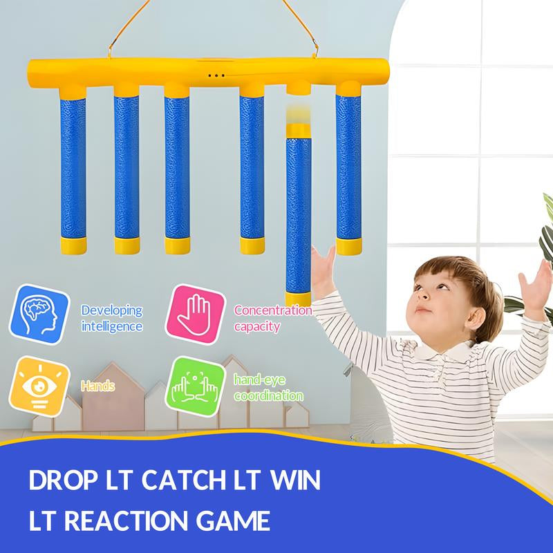 Catching Sticks Game Reaction Training Toy, Hand Eye Coordination Games, Falling Sticks Catching Game Adults, Reflex Challenge Game, 3 Adjustable Speed, for Toddlers Multifunction，Party Game