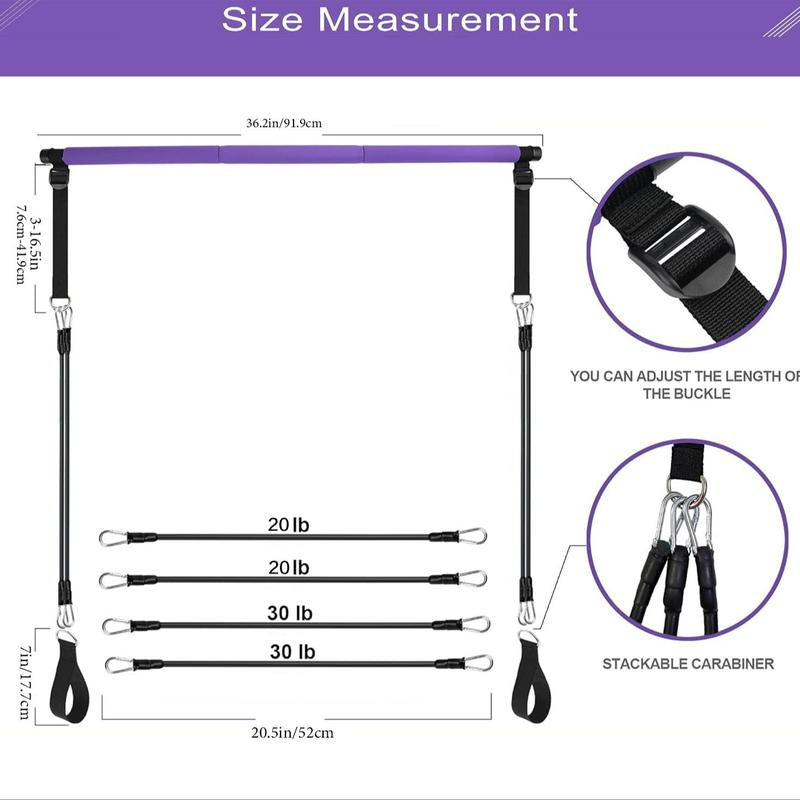 3-Section Pilates Bar with Stacking Resistance Bands - Complete Pilates Kit for Home Gym, Ideal Gift for Valentine's Day