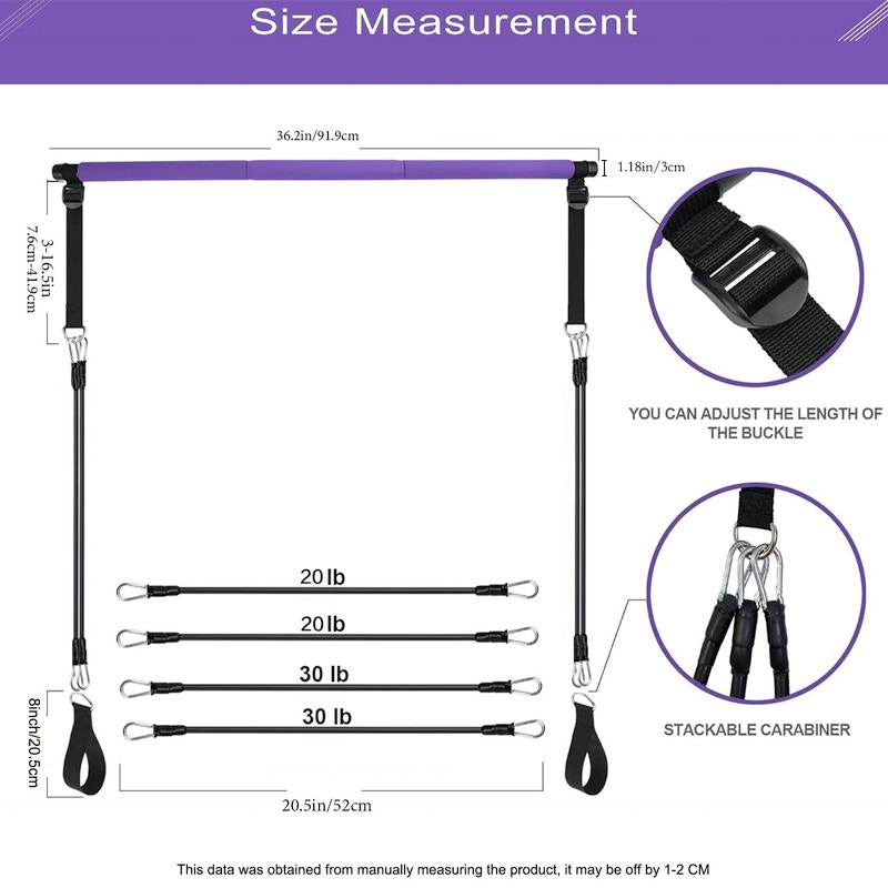 3-Section Pilates Bar with Stacking Resistance Bands - Complete Pilates Kit for Home Gym, Ideal Gift for Valentine's Day