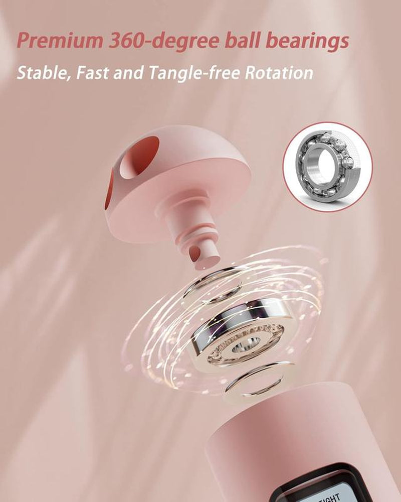 Cordless Jump Rope with Counter Ropeless Jump Rope 2 in 1 with Large Cordless Ball-Weighted Jump Rope for Women with LCD Display\Adjustable Speed Jump Rope for Men,Women & Children\Alarm Reminder for Fitness,Cross Training,Exercise,Workout, Boxing,Gym