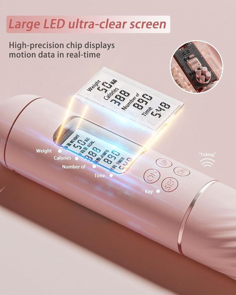 Cordless Jump Rope with Counter Ropeless Jump Rope 2 in 1 with Large Cordless Ball-Weighted Jump Rope for Women with LCD Display\Adjustable Speed Jump Rope for Men,Women & Children\Alarm Reminder for Fitness,Cross Training,Exercise,Workout, Boxing,Gym