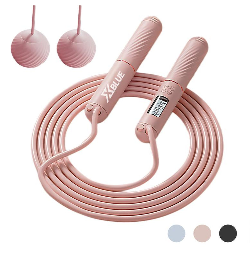 Cordless Jump Rope with Counter Ropeless Jump Rope 2 in 1 with Large Cordless Ball-Weighted Jump Rope for Women with LCD Display\Adjustable Speed Jump Rope for Men,Women & Children\Alarm Reminder for Fitness,Cross Training,Exercise,Workout, Boxing,Gym