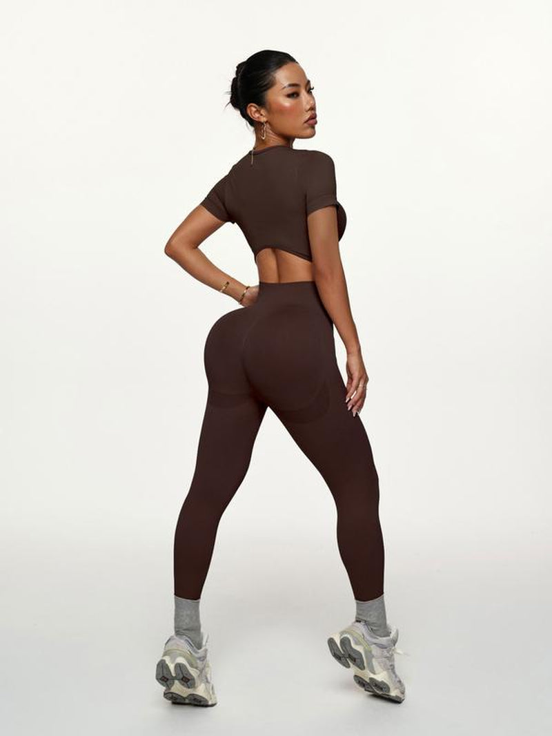 High Elastic Seamless Women'S Sports Set, Comfortable Yoga Leggings for Active Lifestyle, Fashionable Gym Apparel