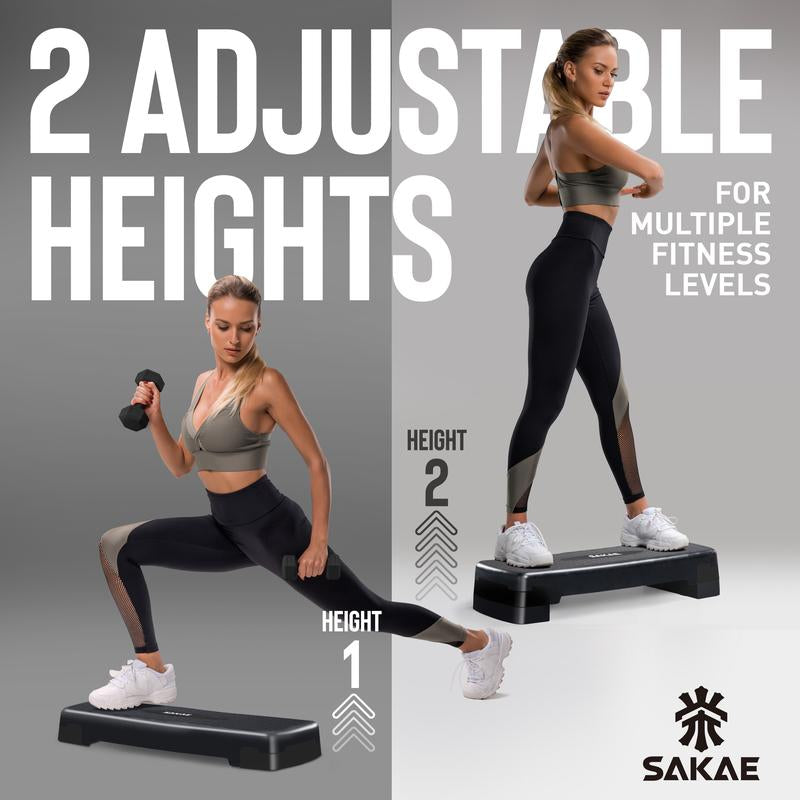Tone Fitness Adjustable Height Aerobic Stepper Set with 2 Dumbbells & Measuring Tape, Workout Exercise Step Platform W/Level Risers, 4 Colors, the Ultimate Gift for a Joyful Holiday and Merry Christmas