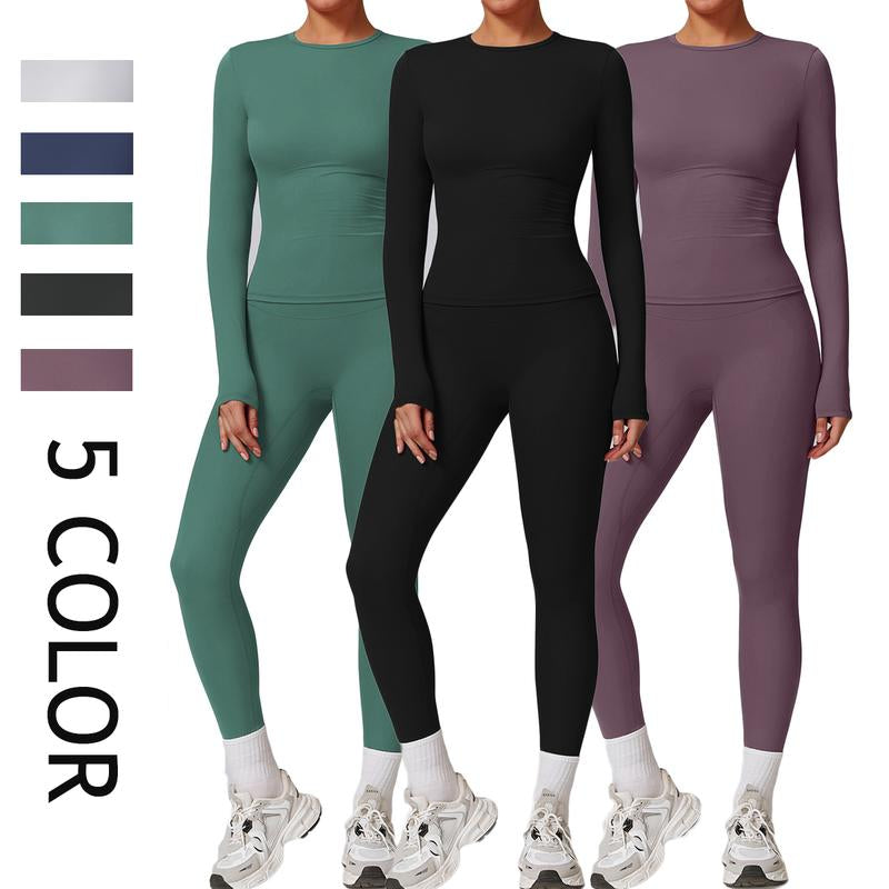 Kabier Women'S Yoga Set - Slim Fit Long Sleeved Top, Color Tracksuit, High Waisted Leggings & Outdoor Activity Gear for Gym Exercise and Yoga Athletic Stretchy Material Athleisure Wear