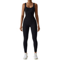 OEAK Women'S Sports Jumpsuit Long Tight Yoga Jumpsuit Sleeveless Playsuits Ribbed Workout Bodysuit Stretch Jogging Romper Tracksuit