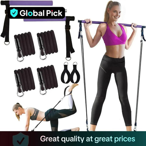 3-Section Pilates Bar with Stacking Resistance Bands - Complete Pilates Kit for Home Gym, Ideal Gift for Valentine's Day