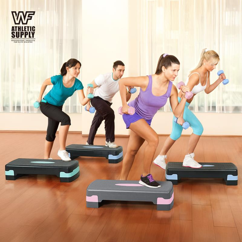 Tone Fitness Adjustable Height Aerobic Stepper Set with 2 Dumbbells & Measuring Tape, Workout Exercise Step Platform W/Level Risers, 4 Colors, the Ultimate Gift for a Joyful Holiday and Merry Christmas