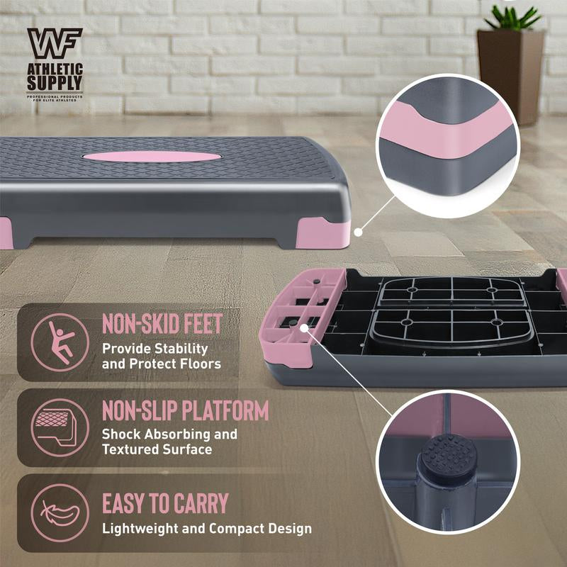 Tone Fitness Adjustable Height Aerobic Stepper Set with 2 Dumbbells & Measuring Tape, Workout Exercise Step Platform W/Level Risers, 4 Colors, the Ultimate Gift for a Joyful Holiday and Merry Christmas