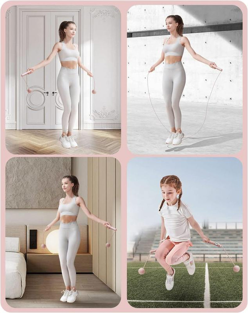 Cordless Jump Rope with Counter Ropeless Jump Rope 2 in 1 with Large Cordless Ball-Weighted Jump Rope for Women with LCD Display\Adjustable Speed Jump Rope for Men,Women & Children\Alarm Reminder for Fitness,Cross Training,Exercise,Workout, Boxing,Gym